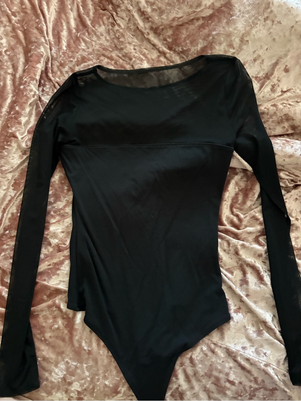 Abercrombie & Fitch Black Long-Sleeve Sheer-Yoke Bodysuit